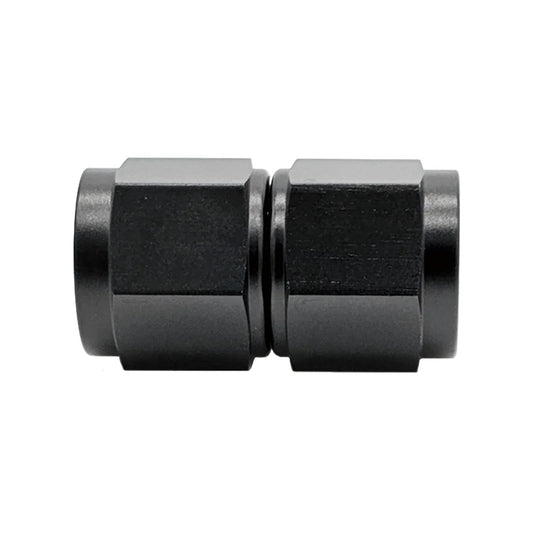 -10AN FEMALE AN FLARE UNION STRAIGHT ADAPTER, SWIVEL STYLE, BLACK HARD ANODIZED ALUMINUM